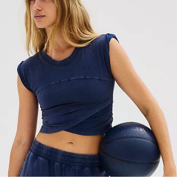 Free People Tops - NWOT Free People Hot Shot Crossover Top in Midnight Navy